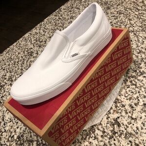Vans classic slip on true white size 10 new in box.